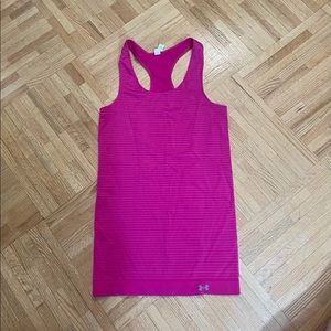 under armour heat gear pink stripe tank size small